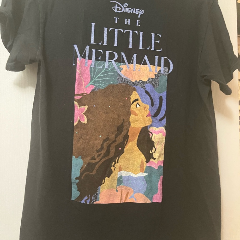 Disney Little Mermaid Graphic Tee - Black with Multicolor Print